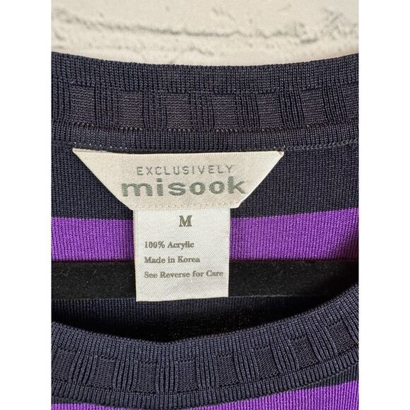 MISOOK violet black striped sleeveless knit top sweater M NWOT - Picture 2 of 5